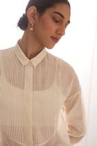 Shankha Off white Handwoven Shirt view 7