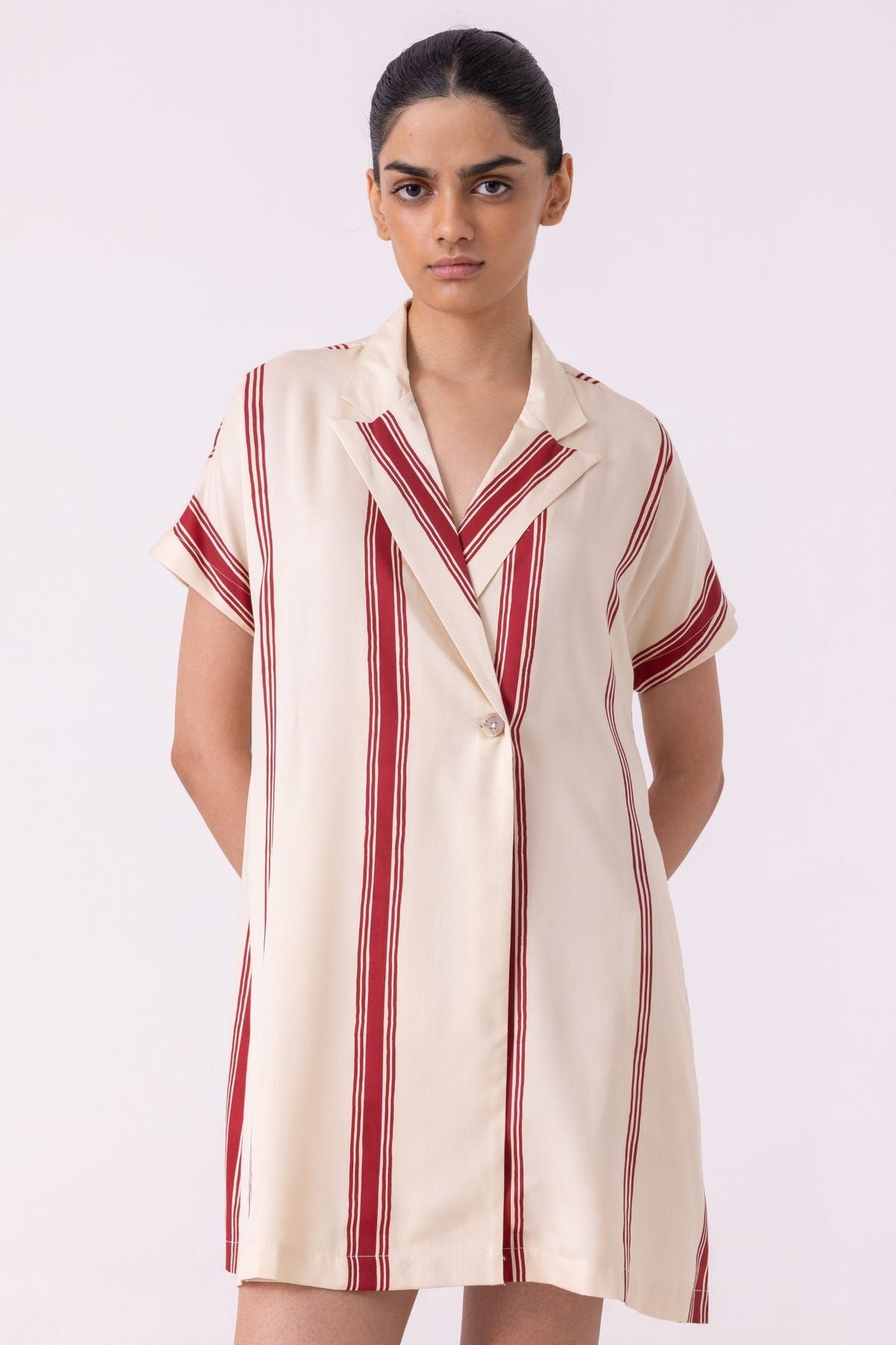 Amy Red Striped Blazer Dress - image 2