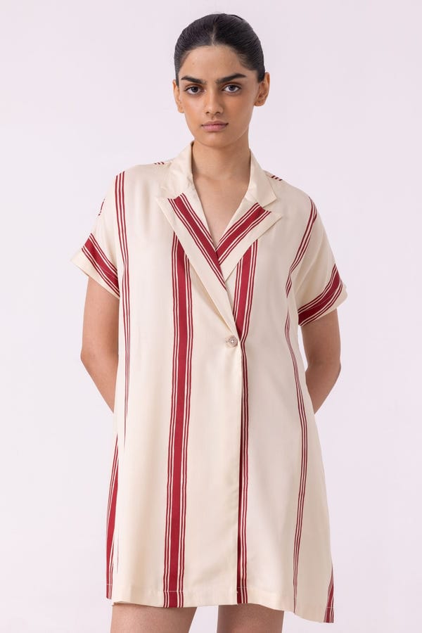 The Summer House — Amy Red Striped Blazer Dress
