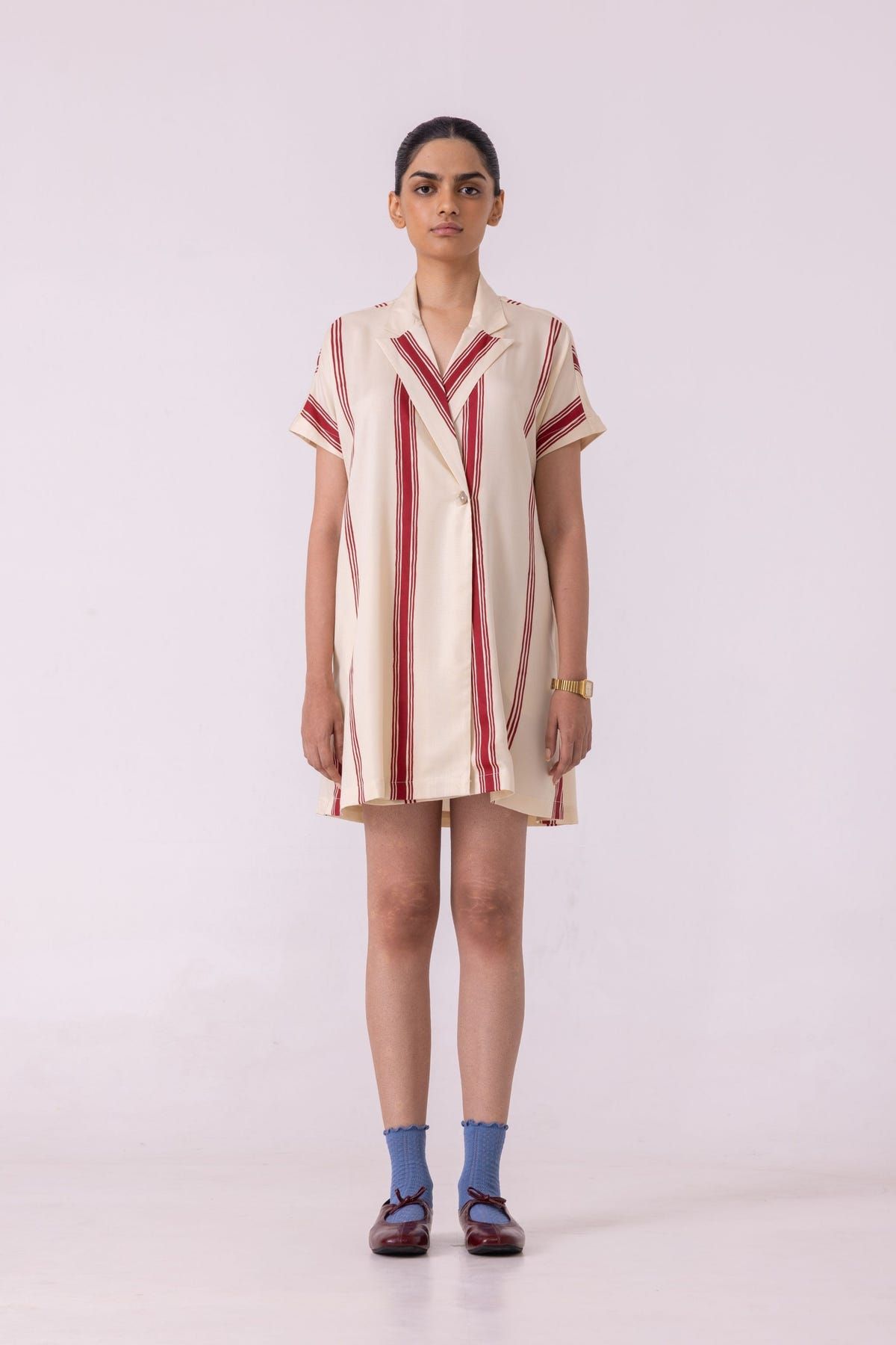 Amy Red Striped Blazer Dress - image 3