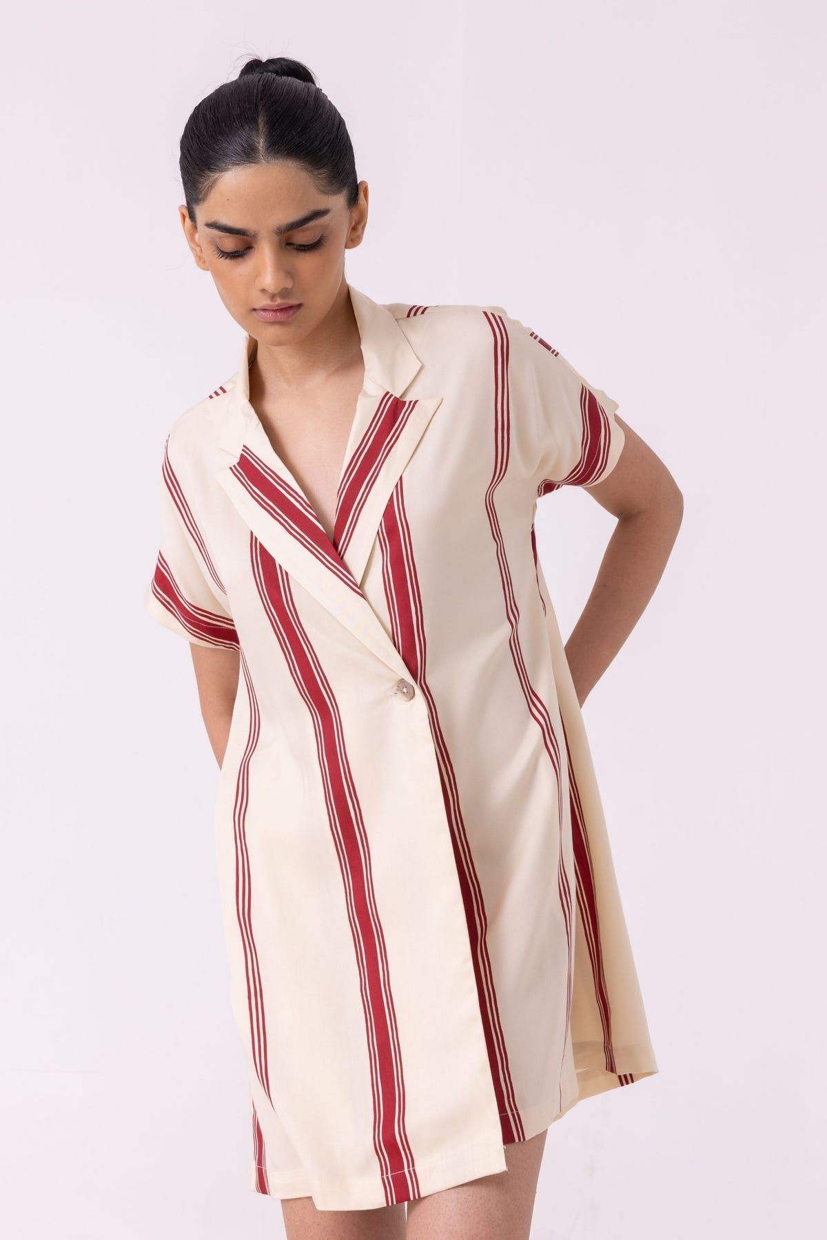 Amy Red Striped Blazer Dress - image 4