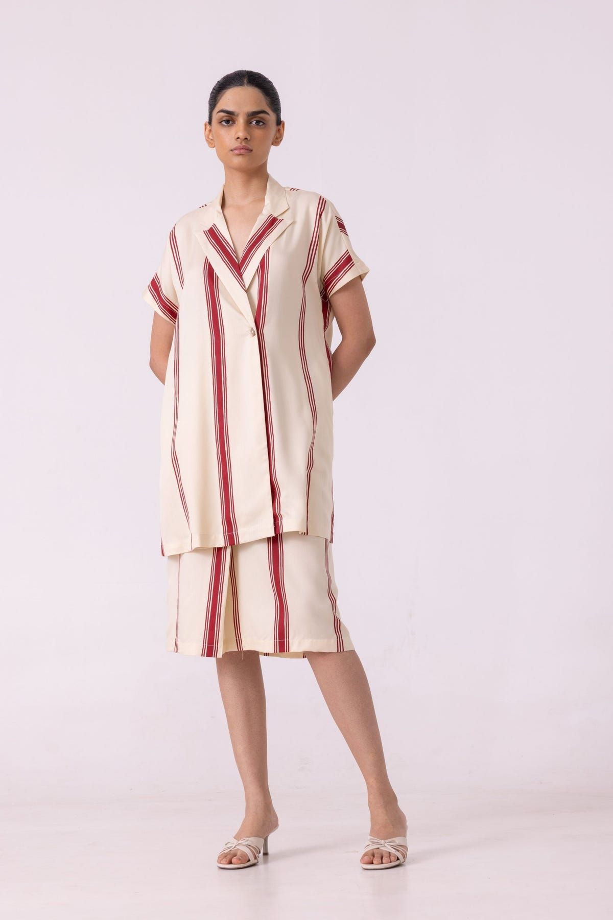 Amy Red Striped Blazer Dress - image 9