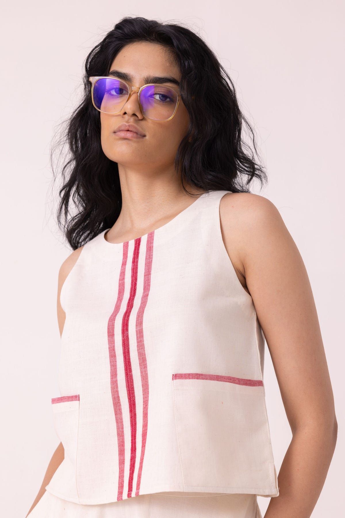 Tris Off White Handwoven Top - image 1
