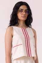 Tris Off White Handwoven Top view 3