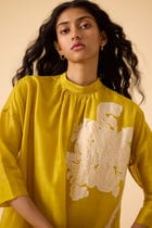 Aira Yellow Handwoven Embroidered Dress view 1
