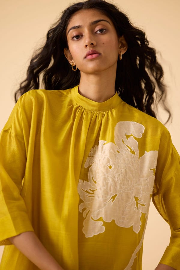 The Summer House — Aira Yellow Handwoven Embroidered Dress