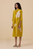 Aira Yellow Handwoven Embroidered Dress view 4