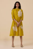 Aira Yellow Handwoven Embroidered Dress view 9