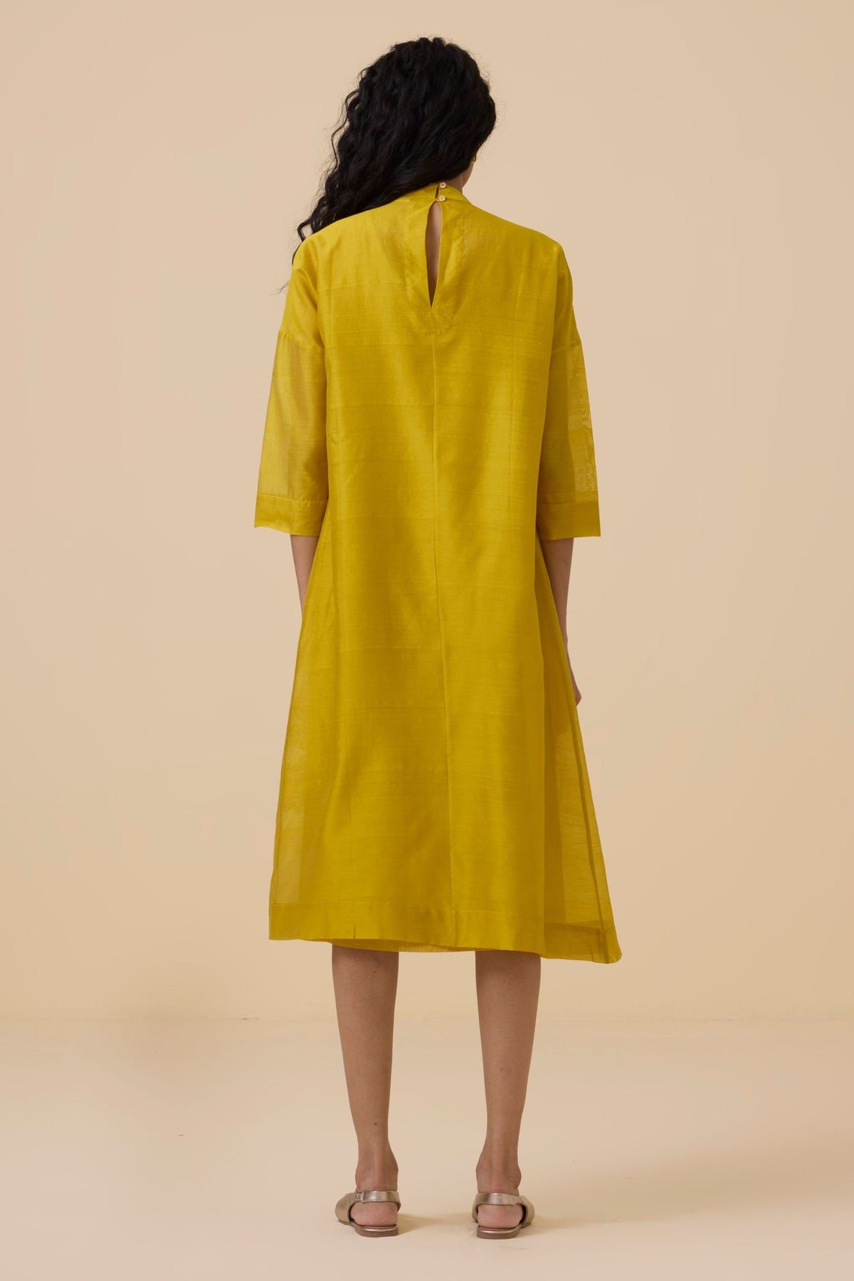 Aira Yellow Handwoven Embroidered Dress - image 10