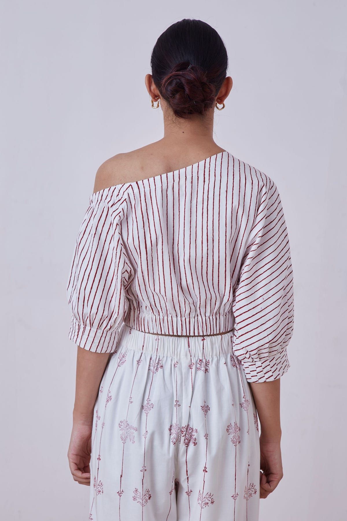 Gaya Red Stripe Hand Printed Top - image 7