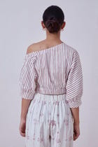 Gaya Red Stripe Hand Printed Top view 7