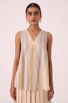 Nastasya Beige Handwoven Top view 1