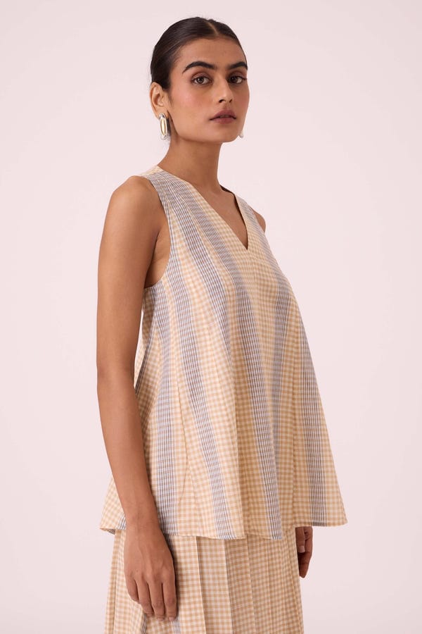 The Summer House — Nastasya Beige Handwoven Top