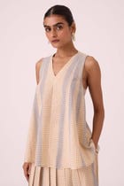 Nastasya Beige Handwoven Top view 4