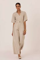 Jos Beige Linen Jumpsuit view 4