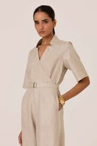 Jos Beige Linen Jumpsuit view 5