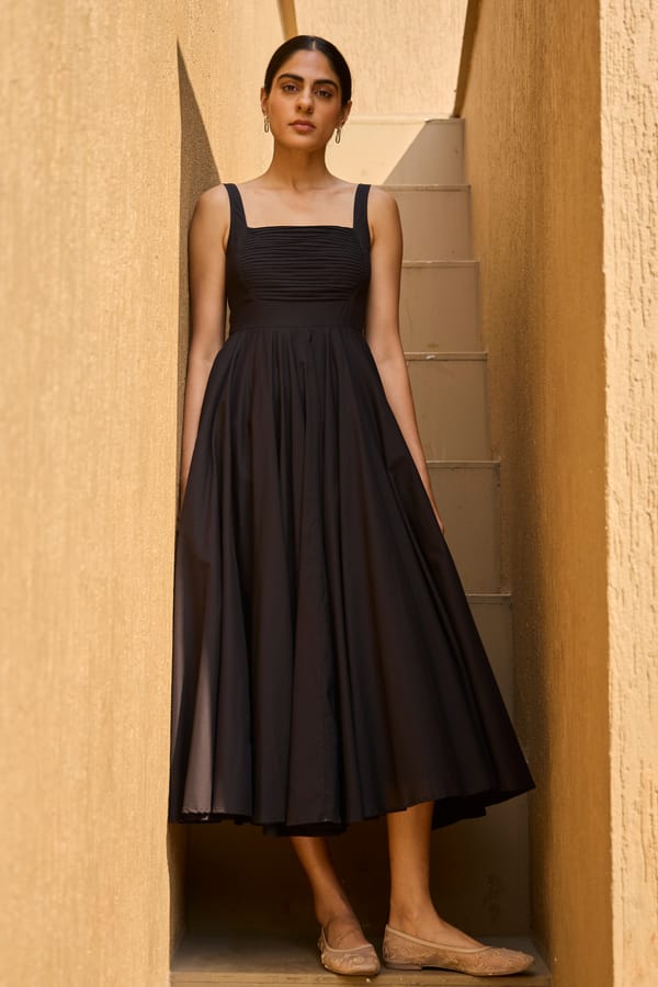 The Summer House — Manoor Black Organic Cotton Dress