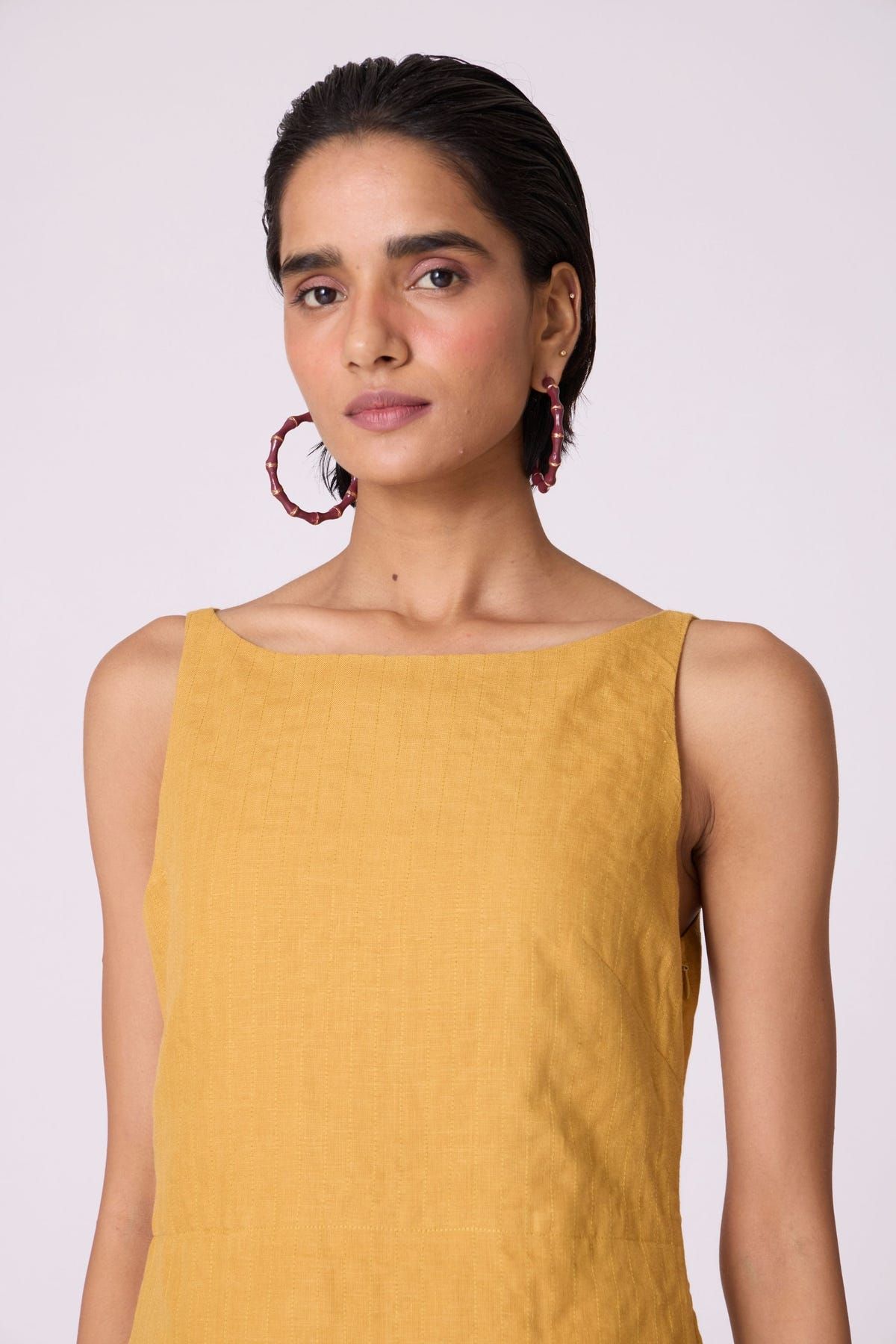 Senaka Yellow Linen Panelled Dress - image 4