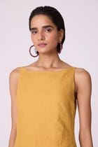 Senaka Yellow Linen Panelled Dress view 4