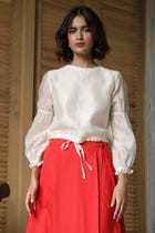 Atlas White Handwoven Top view 1