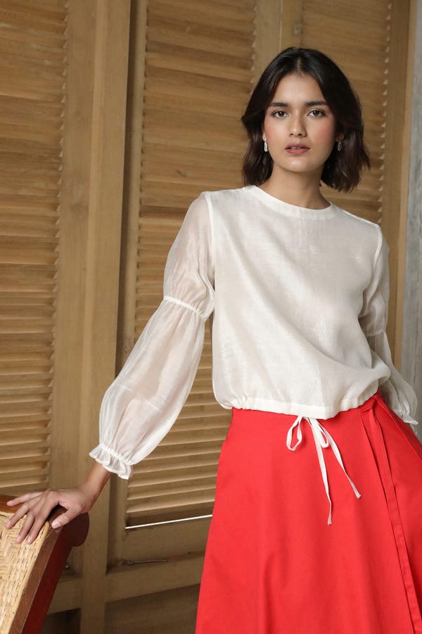 The Summer House — Atlas White Handwoven Top
