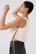 Tia Cropped Handspun Khadi Tie Top view 3