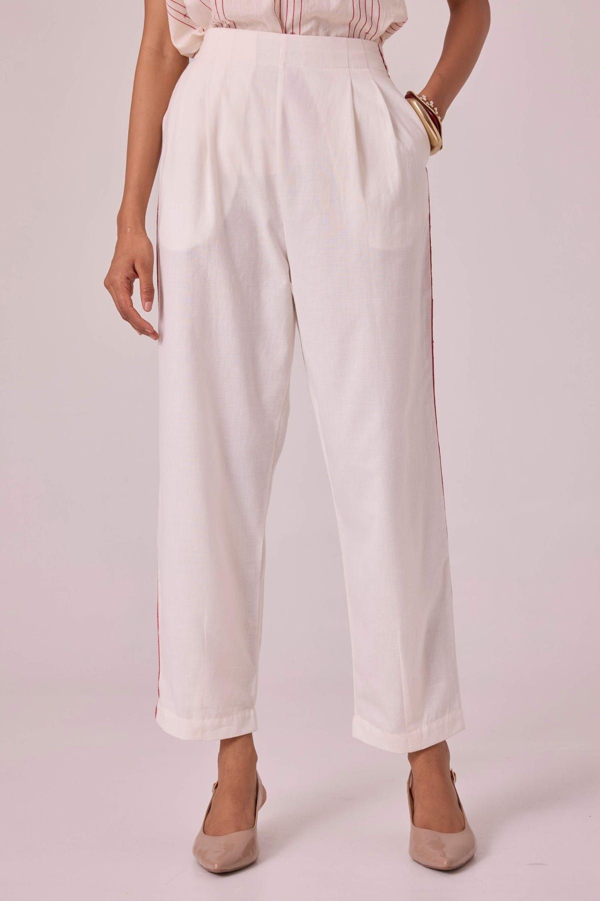 Ratan Off White Handwoven Pant - image 1