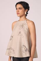 Maarah Beige Linen Halter Top view 9
