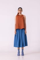 Granger Rust Linen Halter Top view 2