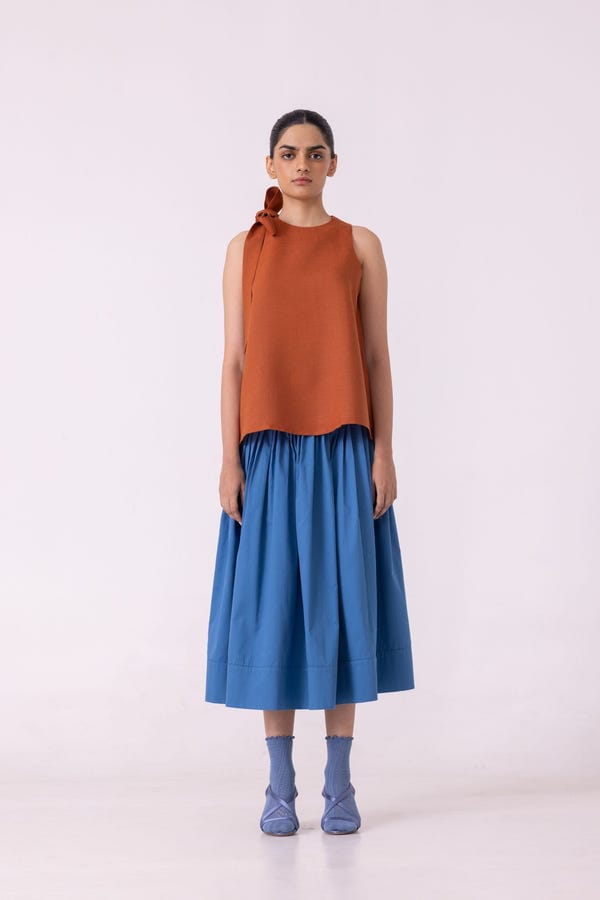 The Summer House — Granger Rust Linen Halter Top