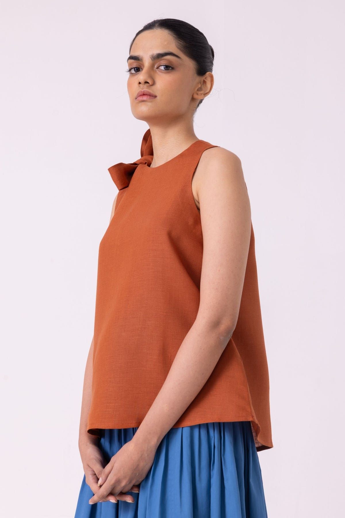 Granger Rust Linen Halter Top - image 3
