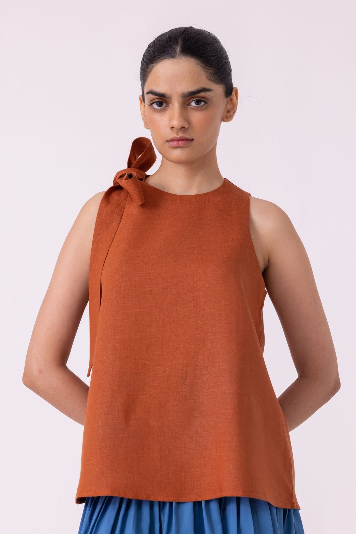Granger Rust Linen Halter Top - image 4