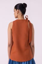 Granger Rust Linen Halter Top view 9