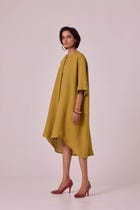 Amara Olive Linen Tunic view 3