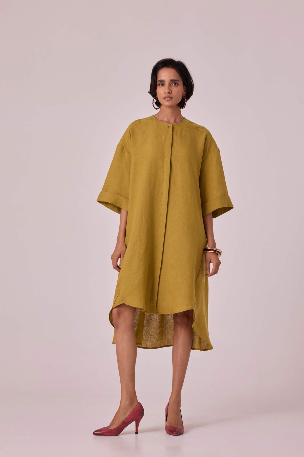 Amara Olive Linen Tunic - image 4