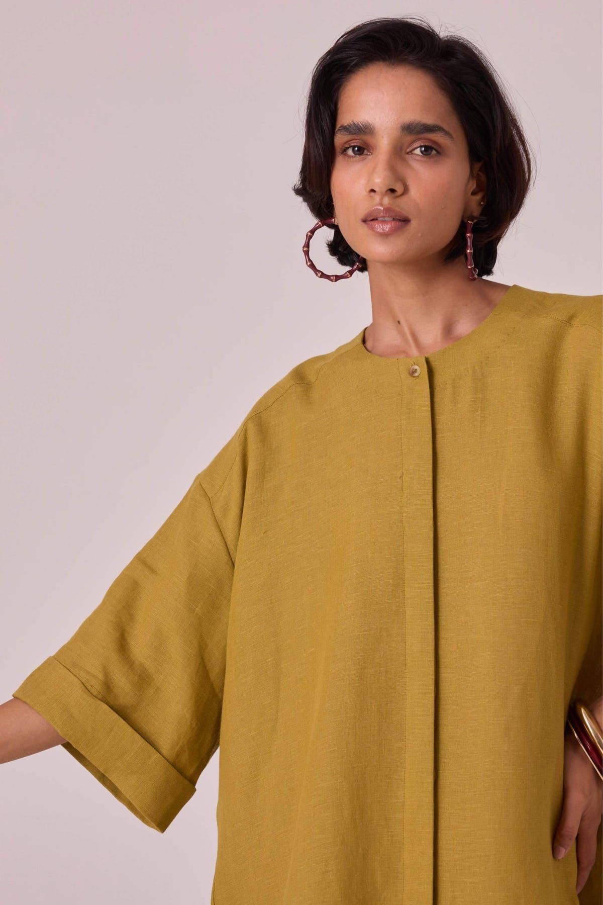 Amara Olive Linen Tunic - image 9