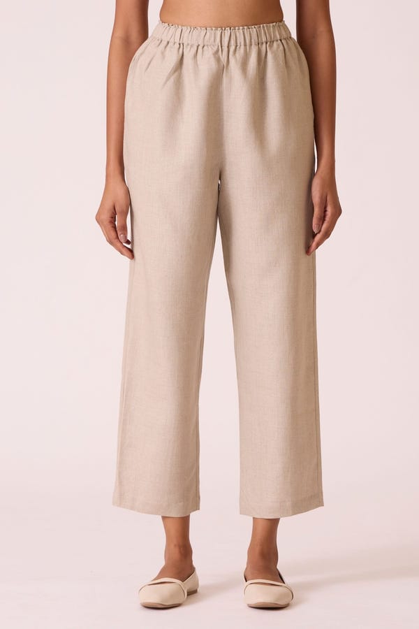 The Summer House — Torri Beige Linen Trousers