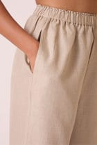 Torri Beige Linen Trousers view 2