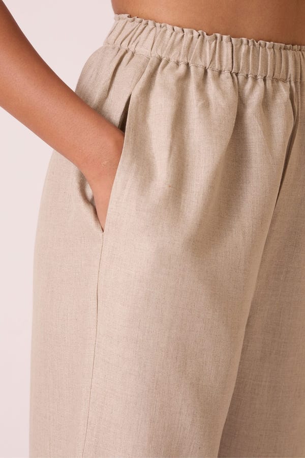 The Summer House — Torri Beige Linen Trousers