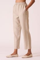 Torri Beige Linen Trousers view 3