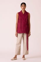 Torri Beige Linen Trousers view 6