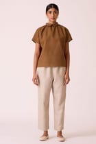 Torri Beige Linen Trousers view 8