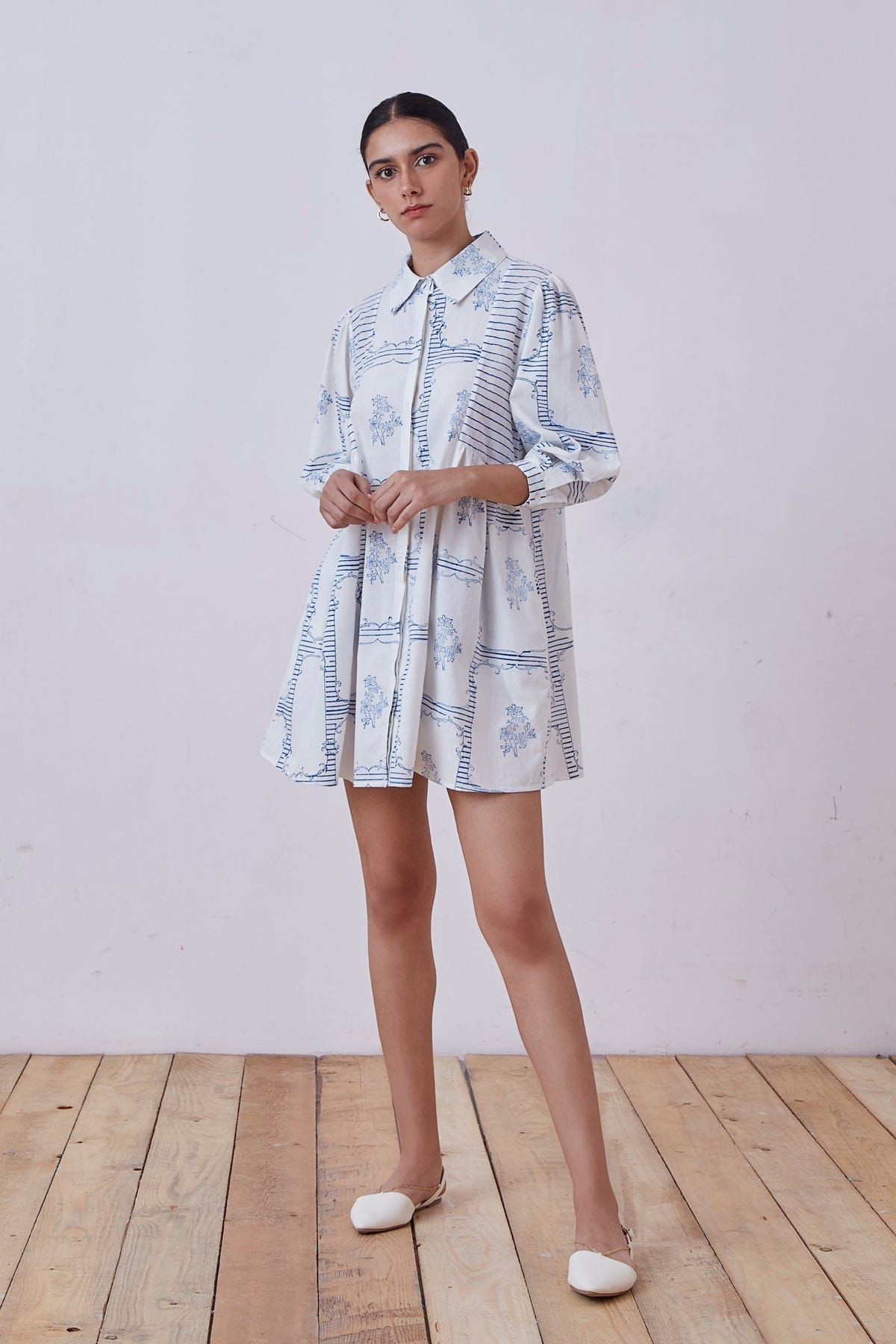 Puro Blue Hand Printed Dress - image 1