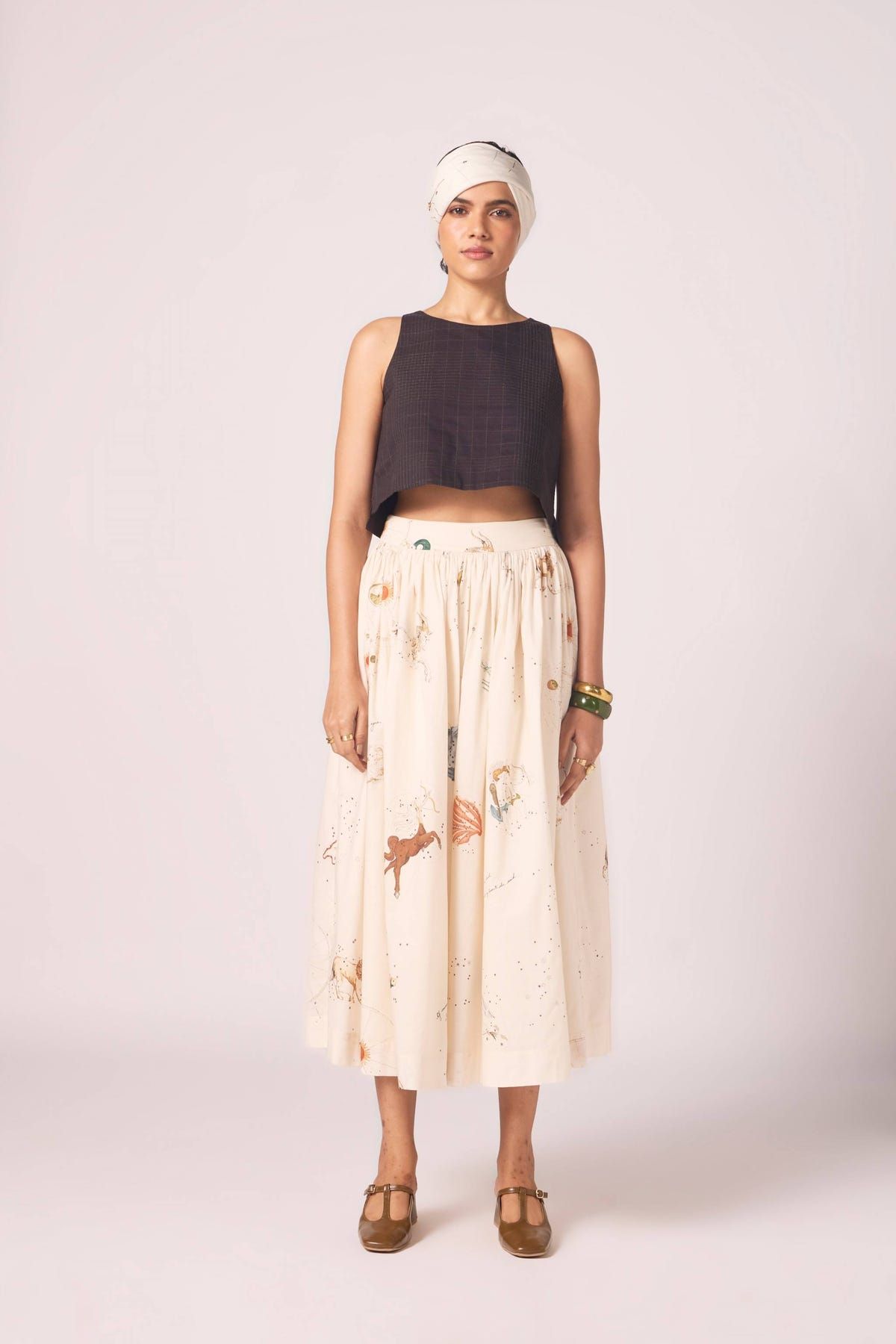 Maud Zodiac Print Cotton Skirt - image 1