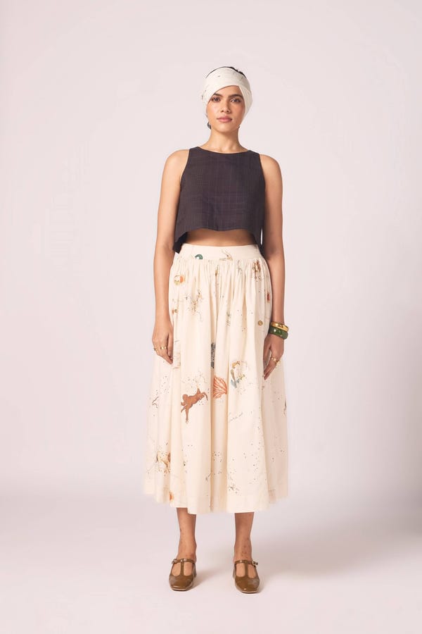 The Summer House — Maud Zodiac Print Cotton Skirt
