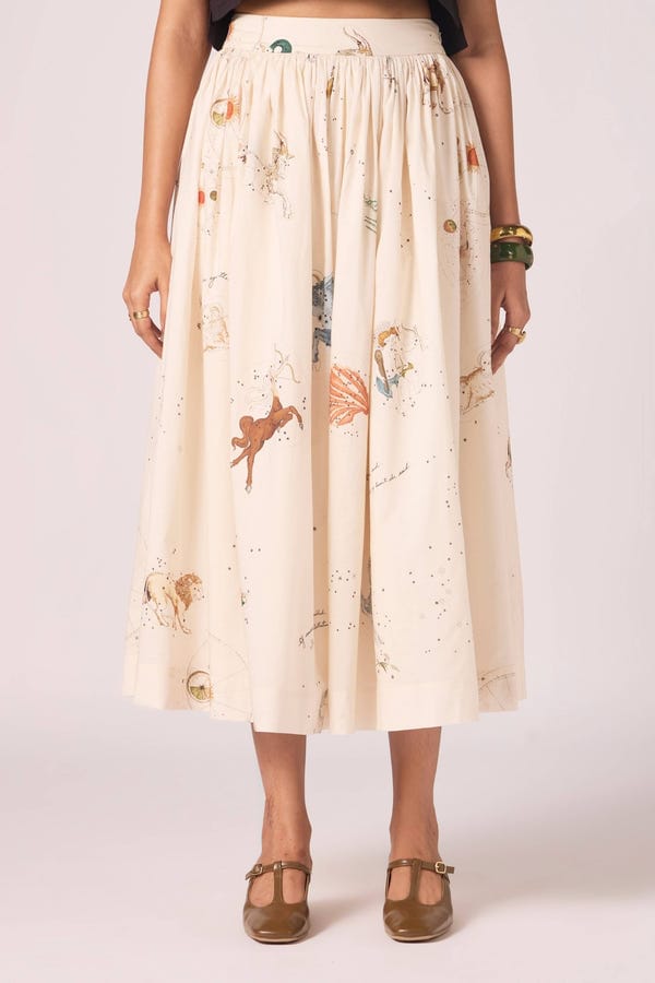 The Summer House — Maud Zodiac Print Cotton Skirt