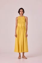 Amani Yellow Embroidered Dress view 1