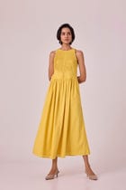 Amani Yellow Embroidered Dress view 11