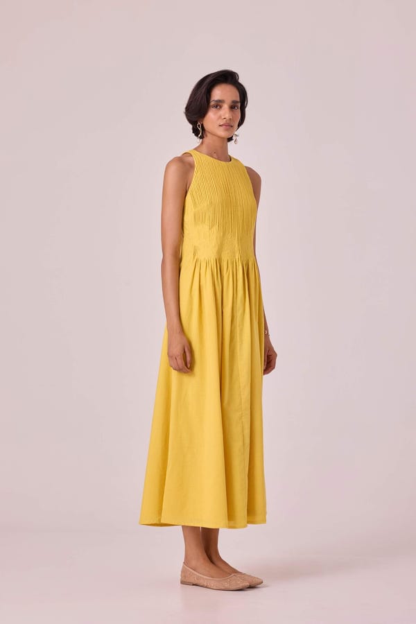 The Summer House — Amani Yellow Embroidered Dress
