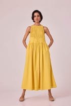 Amani Yellow Embroidered Dress view 4
